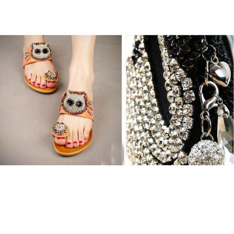 Cadena de diamantes de imitación de cristal brillante SS6-SS18, 1 yarda, 10 yardas/rollo, pegamento para coser para ropa, joyería, accesorios de ropa, cadena de copa embellecedora