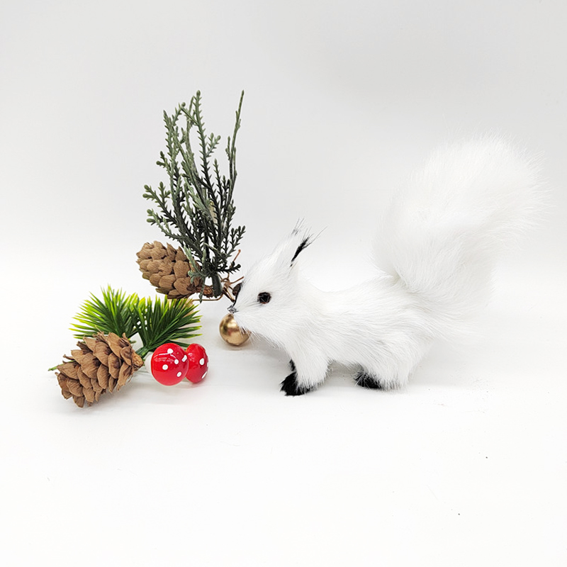 Figuras de animales de ardilla de simulación, miniaturas artificiales de ardilla falsa, adornos de árbol de jardín, decoración de mesa de Navidad para el hogar