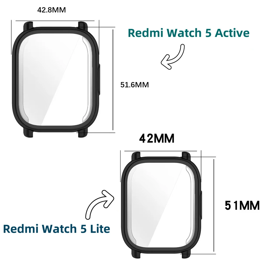 Funda todo incluido de TPU para Redmi Watch 5 Lite/5 Active Soft TPU Plating Protector Watch Cover Suit para Redmi Watch