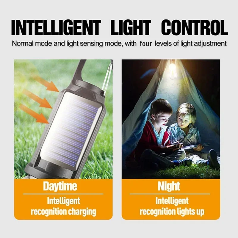 Outdoor LED-lampen op zonne-energie USB-opladen Campinglicht Draagbare nachtverlichting Waterdichte zaklamp Vissen Essentials