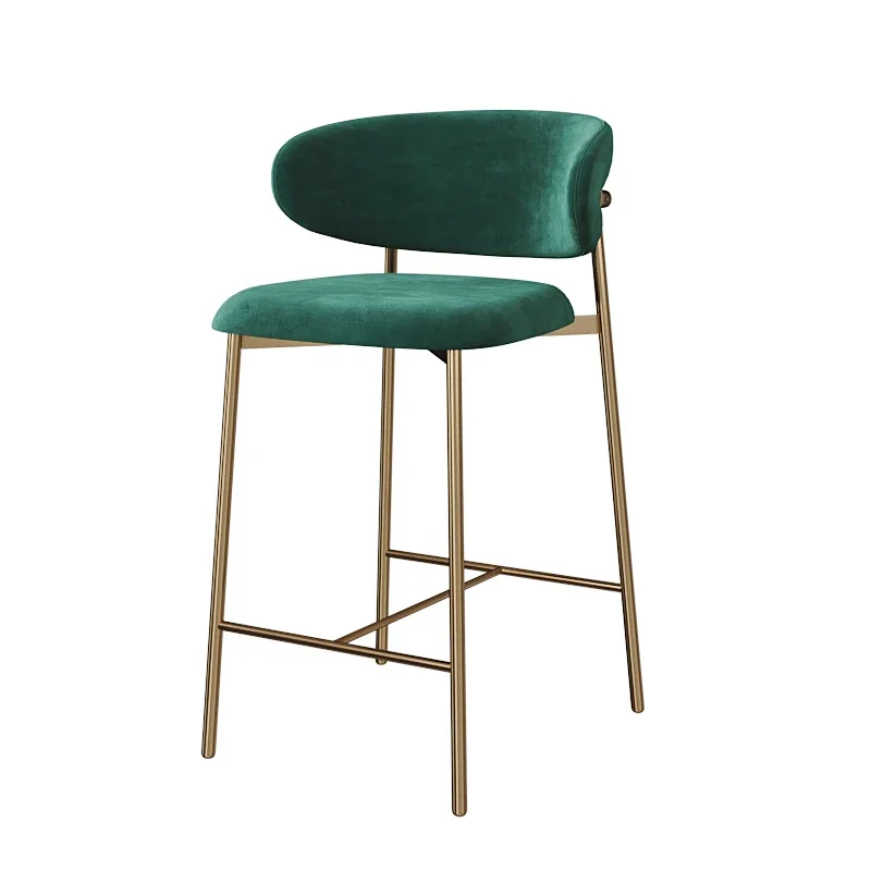 Backrest Ergonomic Bar Stools Nordic Metal Designer Reception Bar Chairs Green Relaxing Sgabello Cucina Living Room Furniture