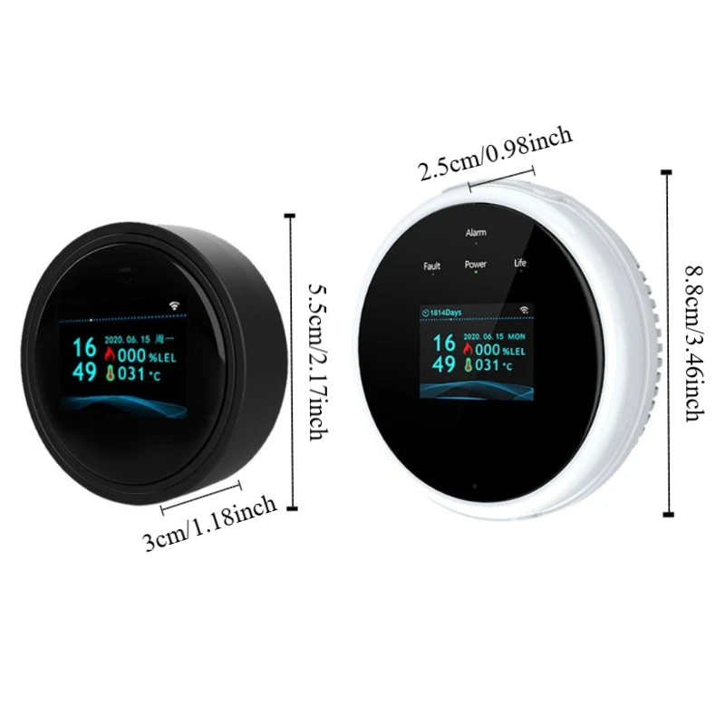 Security Natural Gas Leakage Detector Digital LED Fire Sensing Biogas Leak Detector Temperature Display Wifi Alarm Gas Alarm