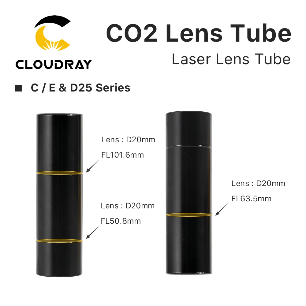Cloudray CO2 レンズチューブ O.D.24 ミリメートル 25 ミリメートル D20 F50.8/63.5/101.6 ミリメートルレンズ CO2 レーザー切断彫刻機レーザーヘッドアクセサリー