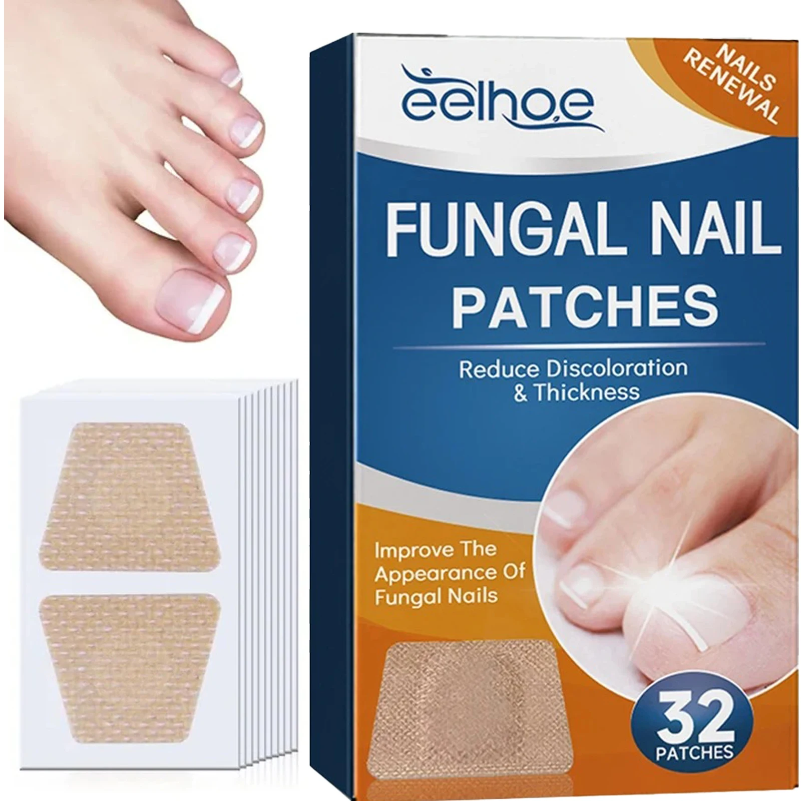 Parche para reparación de uñas de pies, 32/64 Uds., hongos grises, grueso, suave, infección de paroniquia, pegatina de corrección de uñas de mano, uña encarnada