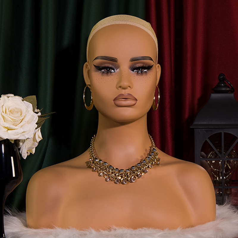 Square Face Wig Head Mannequin With Stand Glam Mannequin Head With Makeup To Put Wigs Dummy Head For Wigs Realistic Female Head