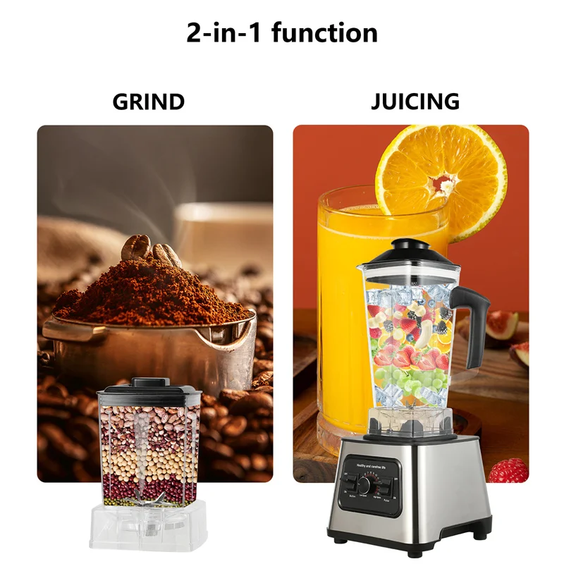 Mocny blender 6000W, mikser, wyciskarka do soków, blender do smoothie, blender stołowy, pojemnik 2,5L, robot kuchenny, blender do lodu, orzechów i owoców.