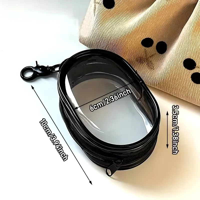 Portable Mini Clear Zipper Storage Bag - Space-Saving Cable Organizer for Earphones Chargers Versatile with Handy Keychain Loop