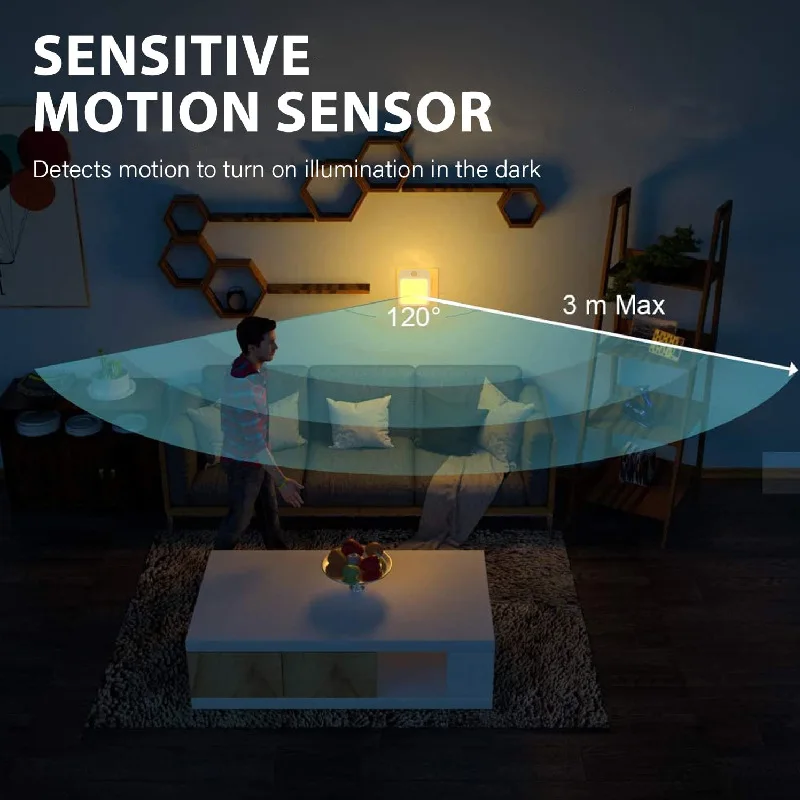 Sensore di movimento a luce notturna con luce a LED Lampade con spina europea Luce notturna per bambini Lampada da notte wireless per comodino Camera da letto Nigh