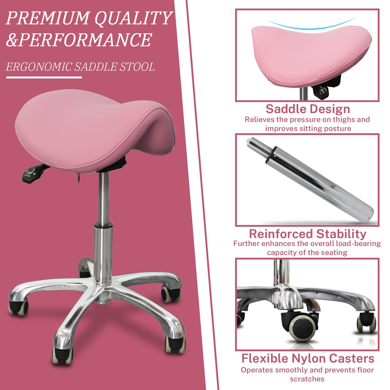 Foot Saddle Stool Cosmetology Shop Technician Spinning Lift Saddle Stool Dental Stool with Backrest Solid Swivel Chair Wholesale