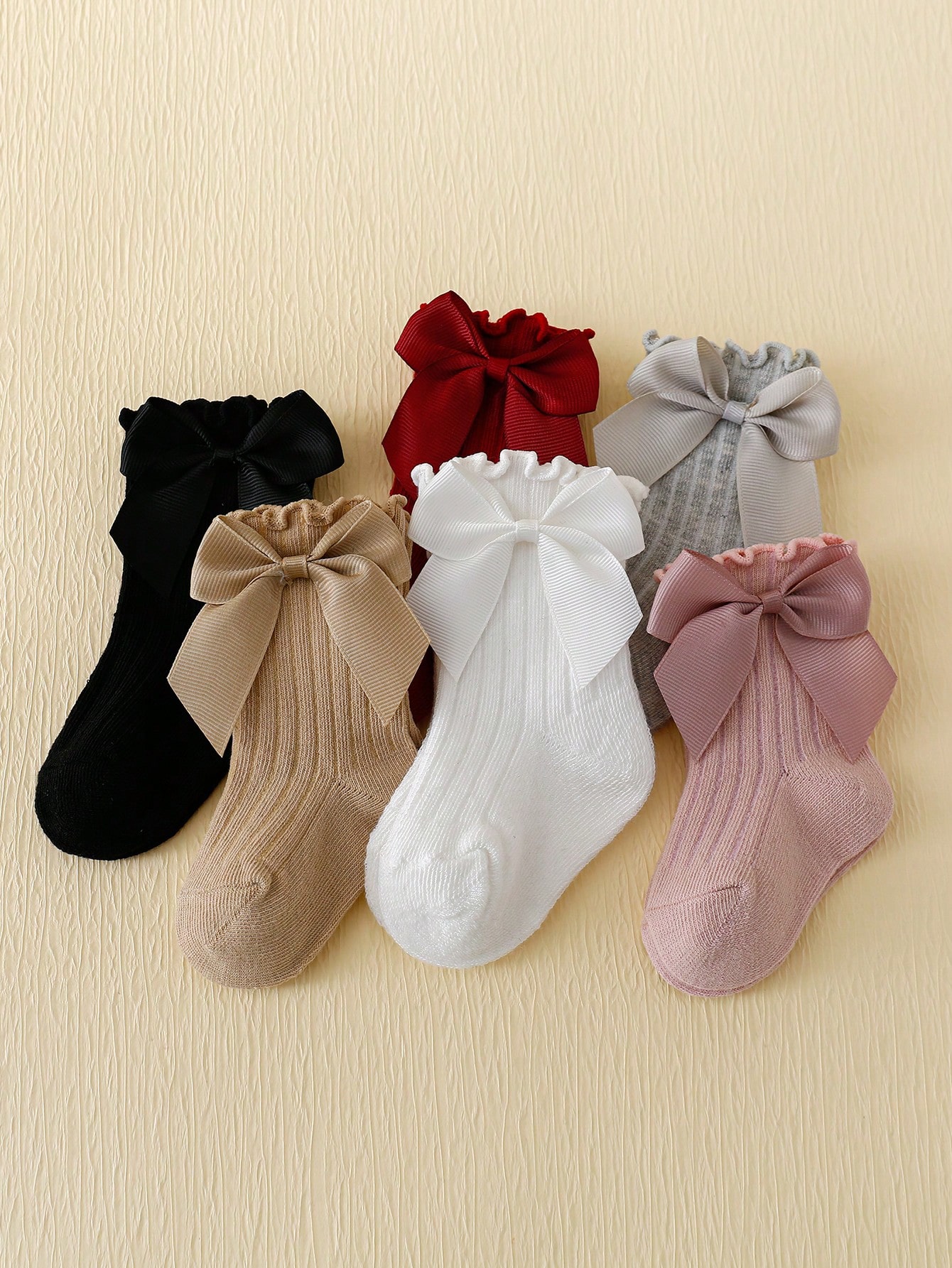 로완 보우 레이스 베이비 버블 입 양말 6켤레