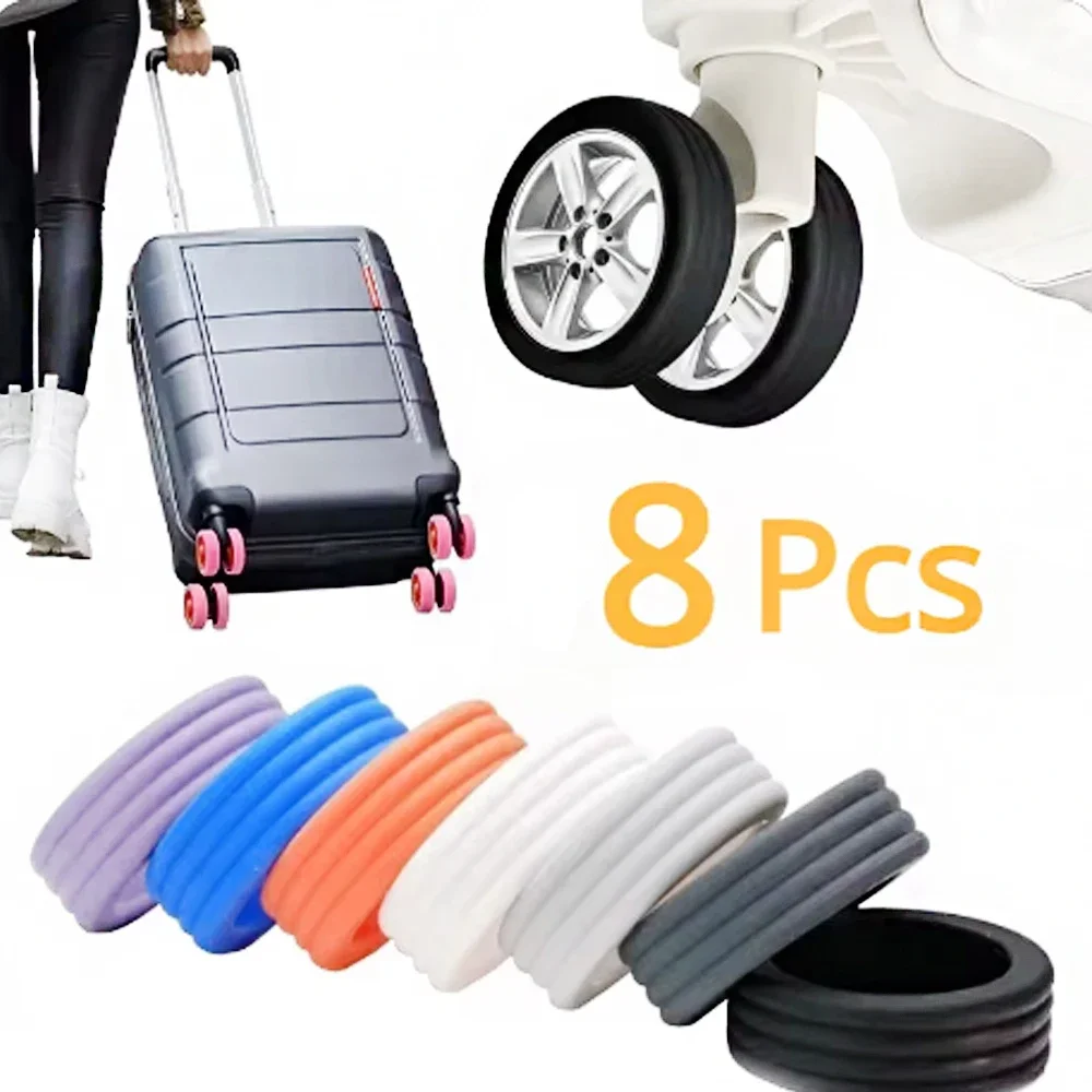 8 pezzi/set protezione per ruote per bagagli in silicone con suono silenzioso ridurre l'usura delle ruote copertura di protezione delle ruote della valigia-mw