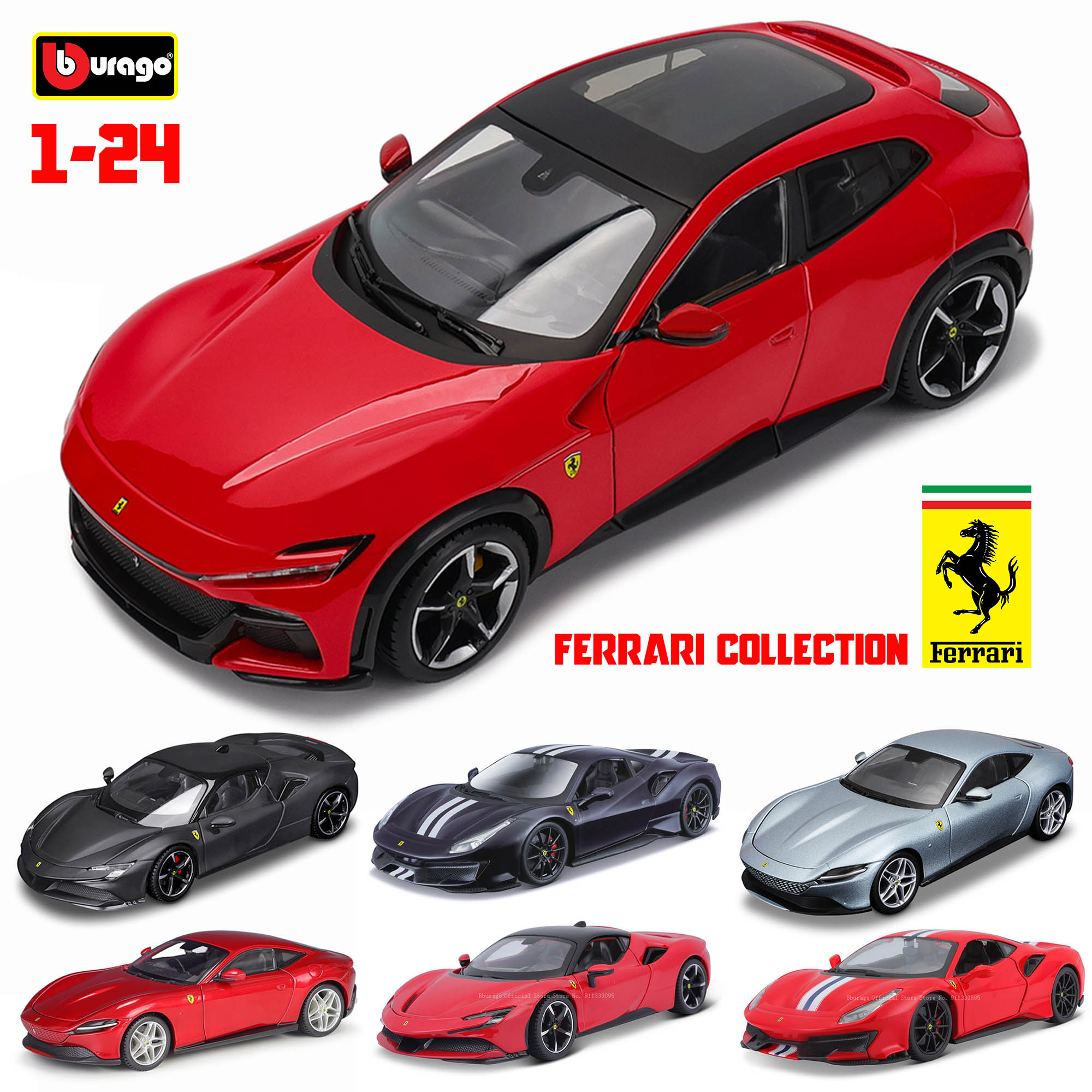 Bburago 1:24 Ferrari PUROSANGUE 488 458 F12 SP1 modelo de coche modelo de Metal fundido a presión juguete para niños novio regalo aleación simulada