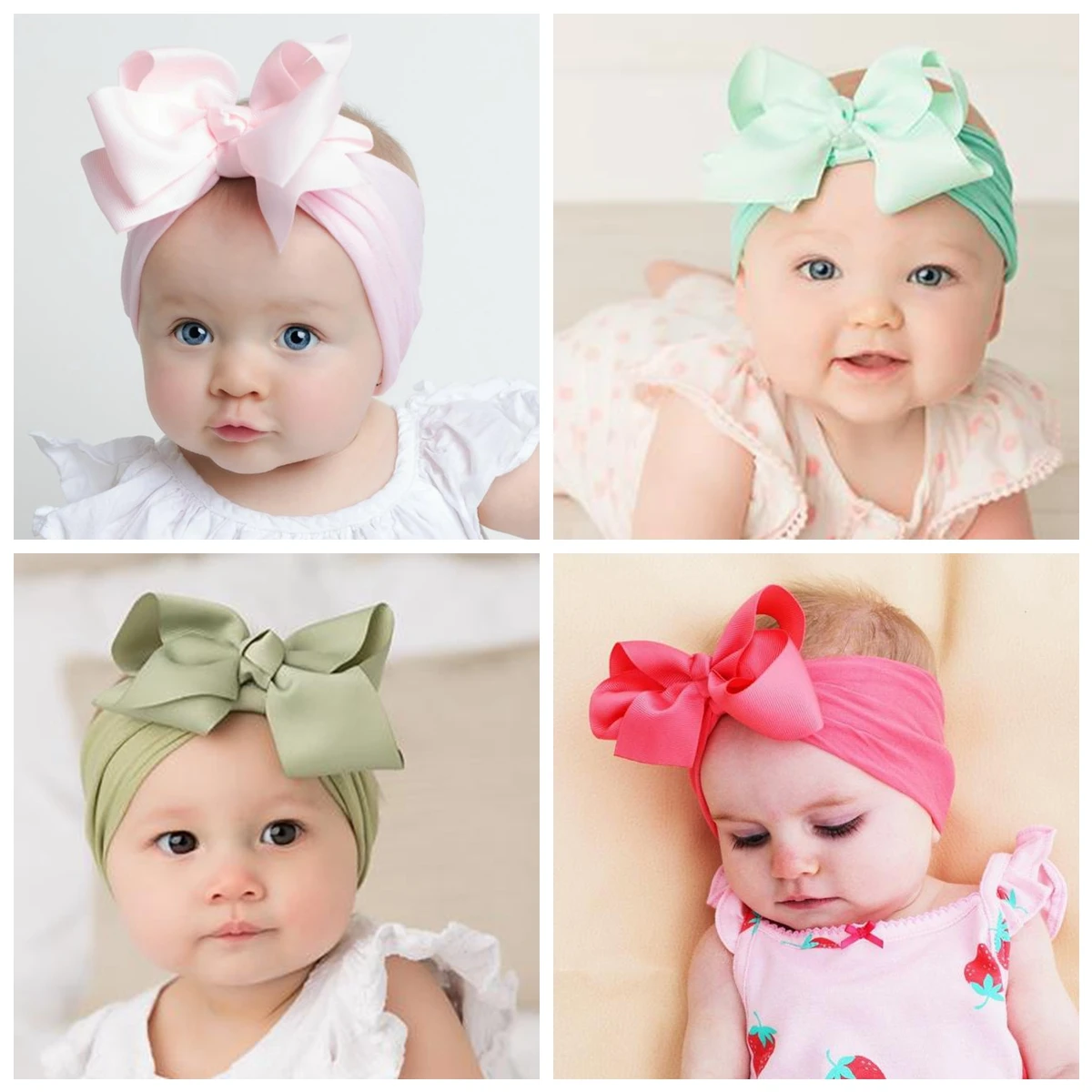 1PC ขนาดใหญ่ริบบิ้นโบว์สําหรับเด็กทารกไนลอนกว้าง Turban ทารกแรกเกิด Bow Headwrap ของขวัญ Super Soft Babe อุปกรณ์เสริมผม