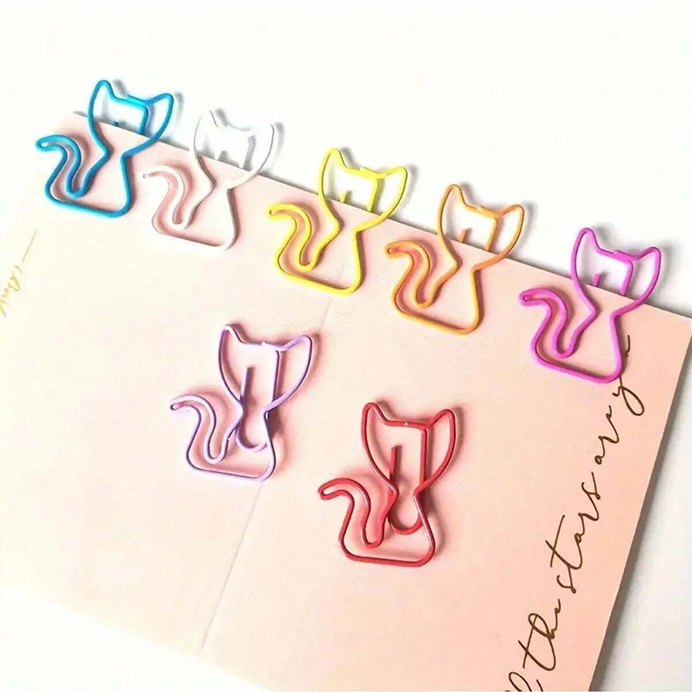 20/40/50Pcs กระดาษโลหะคลิปแมวสุนัขโน้ตดนตรีสารพันสีคลิปหนีบกระดาษบุ๊คมาร์คครูนักเรียนอุปกรณ์สํานักงาน