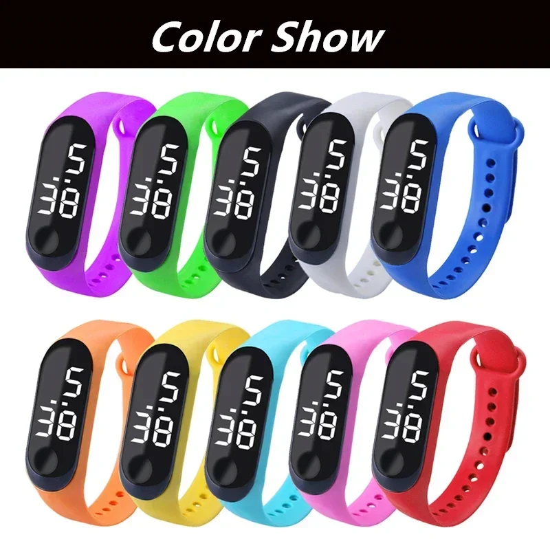 Nova moda simples relógio esportivo para crianças à prova dwaterproof água led relógio digital pulseira de silicone adolescente duplo tom cor relógio de pulso