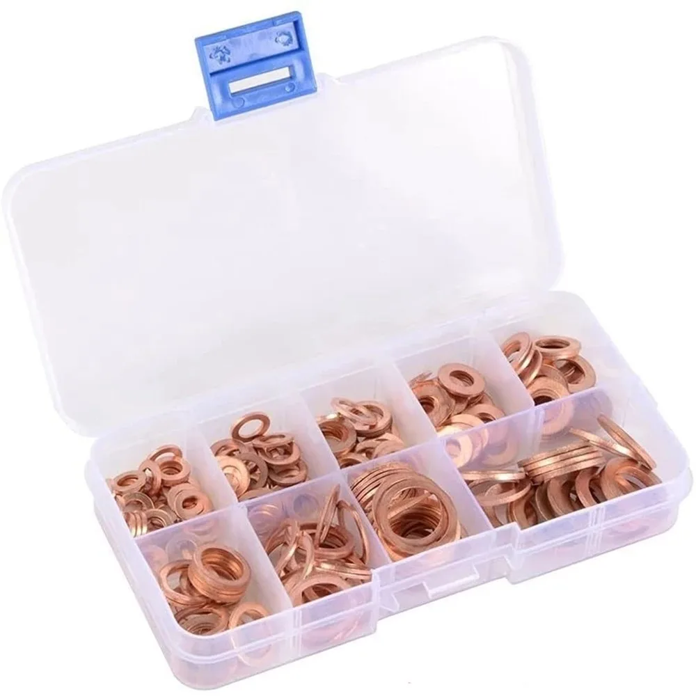 300/280/200/100 Stuks Wasmachine Koperen Afdichting Effen Pakking Wasmachine Carterplug Olie Voor boot Verpletteren Platte Afdichtring Tool 300/280/200/100 Stuks