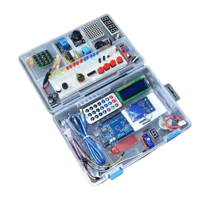 RFID-Lernsuite-Kit, LCD 1602-Relais, LED, verbesserte, fortschrittliche Version, Starter-Kit für Arduino, Open-Source, programmierbarer Roboter-DIY-Kit
