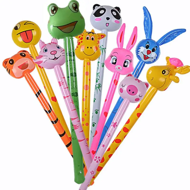 Palo de juguete inflable para niños, globo de animales de la selva con sonido, sin sonido, 10 piezas