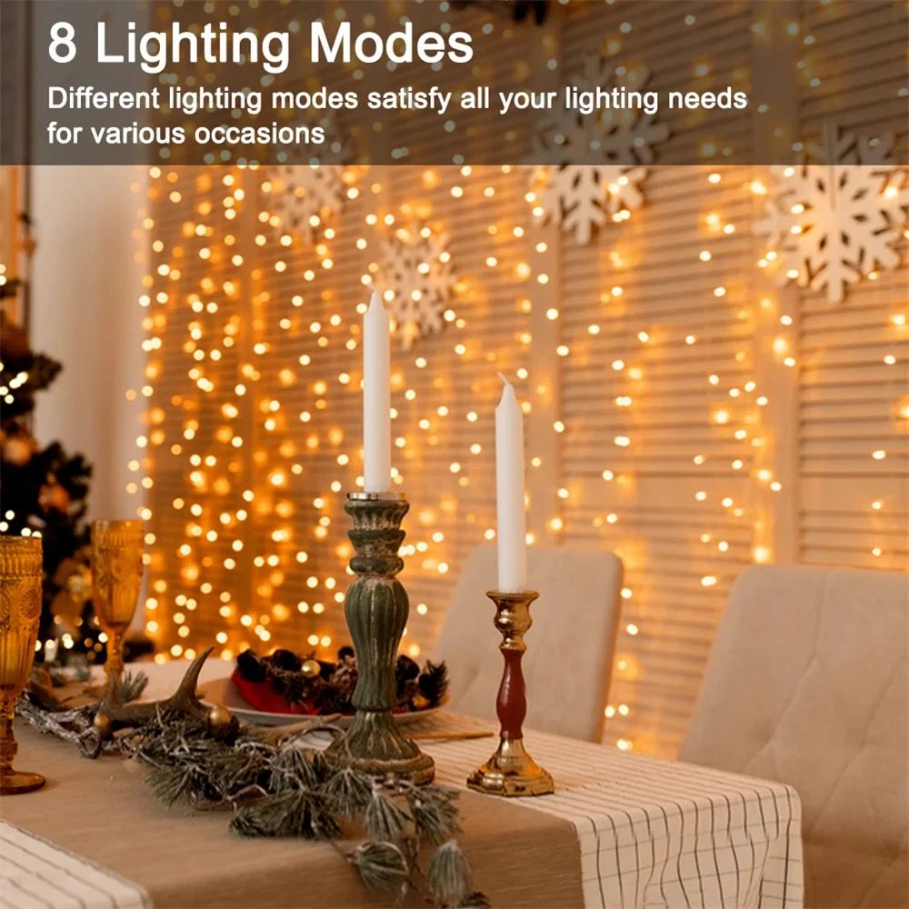 1 M-10 M USB LED String Light 8 โหมด Fairy WARM White/Cool White PARTY คริสต์มาสคริสต์มาสงานแต่งงานตกแต่ง Garland ลวดทองแดง