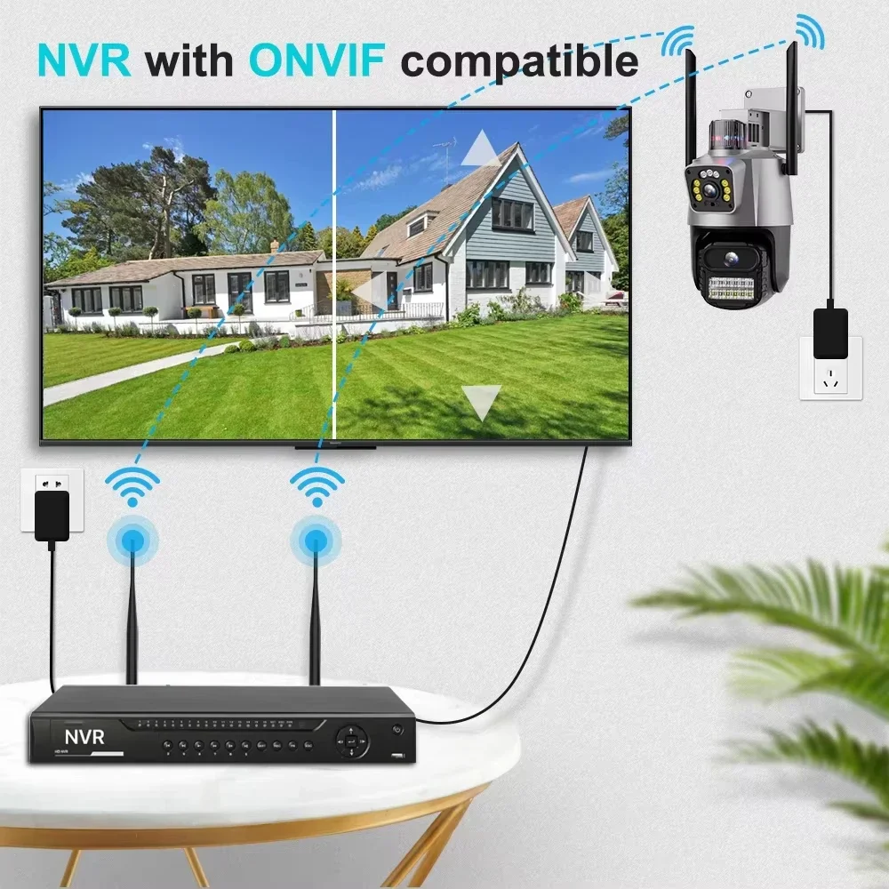 Caméra extérieure Wifi PTZ 4K 8MP HD double objectif double écran caméra AI suivi automatique 4MP Surveillance vidéo alarme de lumière de Police iCSee