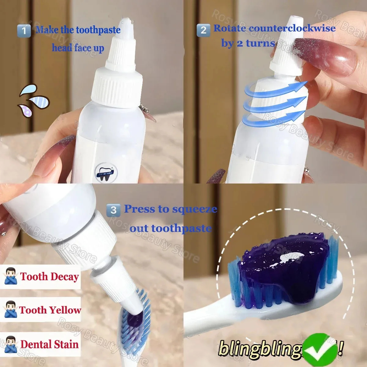 V34 dentifrice violet blanchiment des dents Enzyme enlever les taches de Plaque hygiène buccale nettoyage outils dentaires haleine fraîche beauté santé