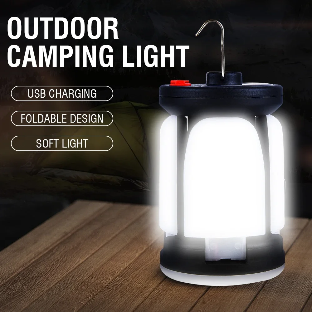 Linterna LED recargable para acampar con reflector LED plegable, Luz Portátil para tienda de campaña con 3 modos de luz para Camping, senderismo, pesca
