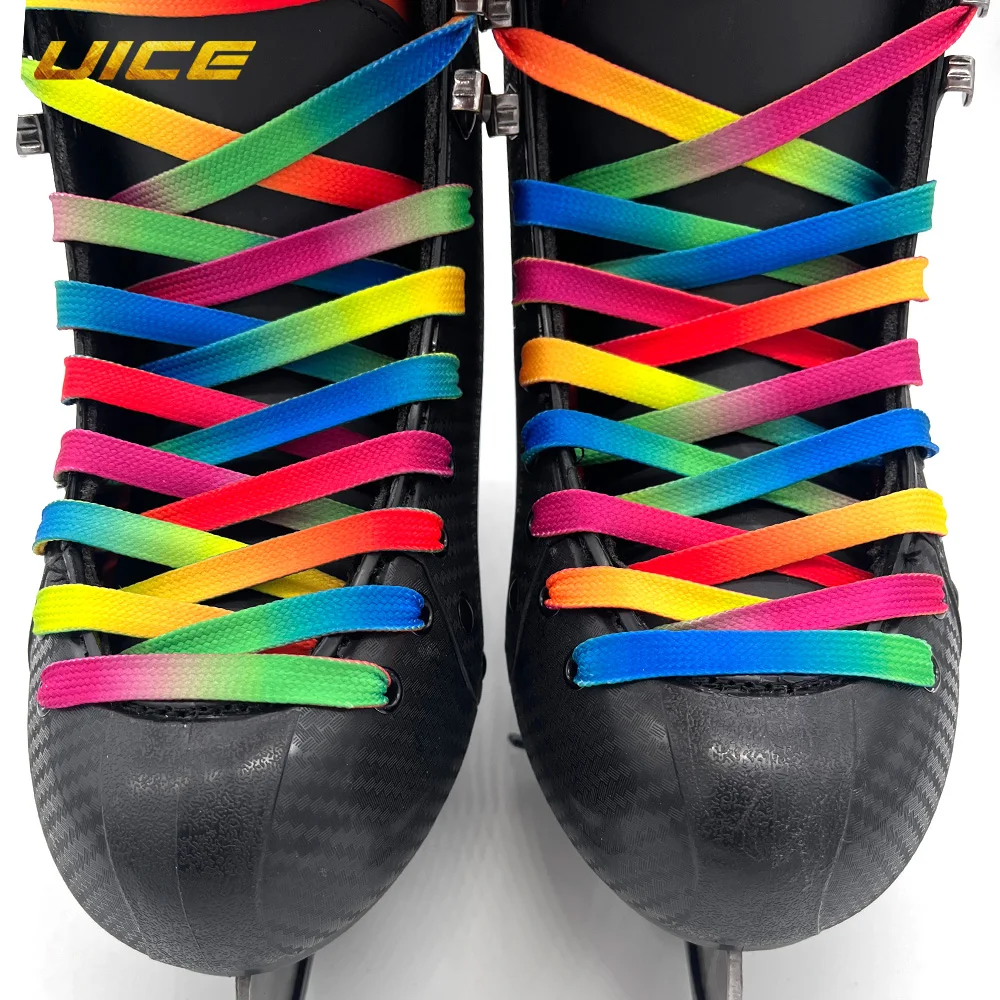 Cadarços para patins de hóquei, acessórios de hóquei 72 84 96 108 120 130 polegadas, trança de camada dupla, ponta encerada reforçada, design de patins de hóquei no gelo