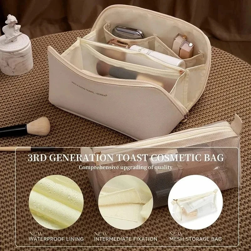 1/2 pezzi kit di archiviazione cosmetici borsa da toilette da viaggio di grande capacità borsa per trucco borsa per cosmetici portatile con senso avanzato