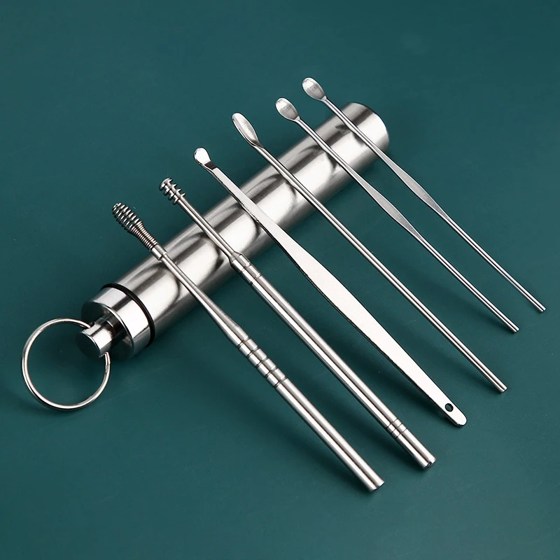 Conjunto de limpeza de ouvido earpick removedor de cera de ouvido colher curette limpeza de ouvido espiral earpick fácil remoção de cera de ouvido kit de limpeza de ouvido gadget