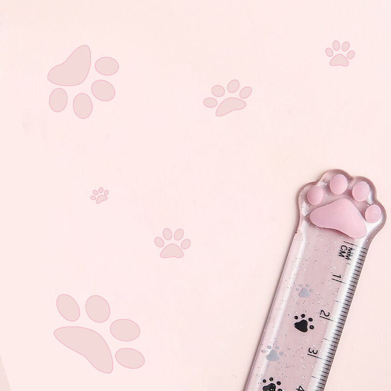 Cute Cat Paw Plastic Straight Rulers Kawaii School Office Supplies Planner Accessories Student Prize