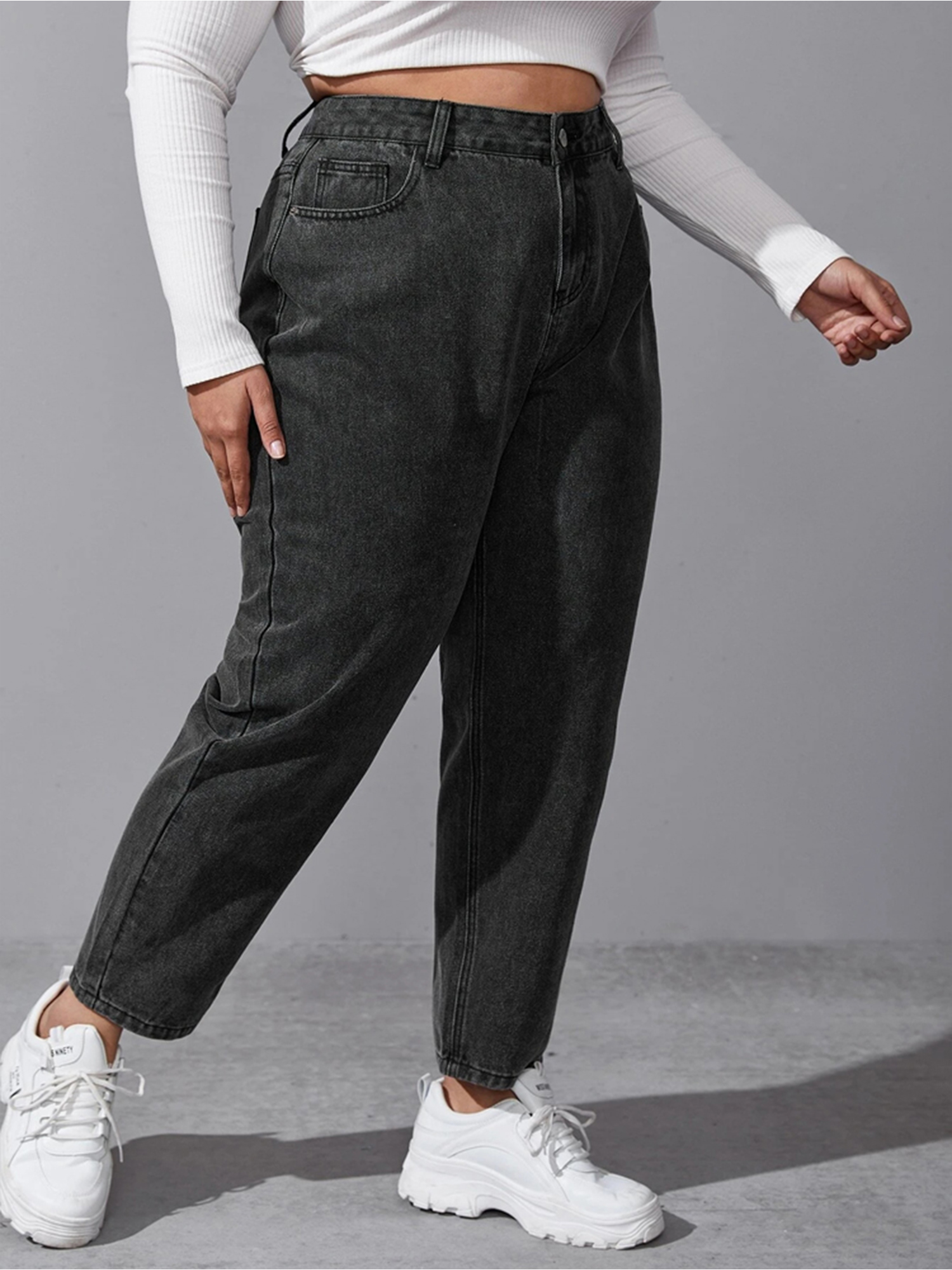 Pantalones vaqueros holgados y elásticos para mujer de talla grande, 5XL, 6XL, 100kg, color negro, talla grande, vaqueros para mujer