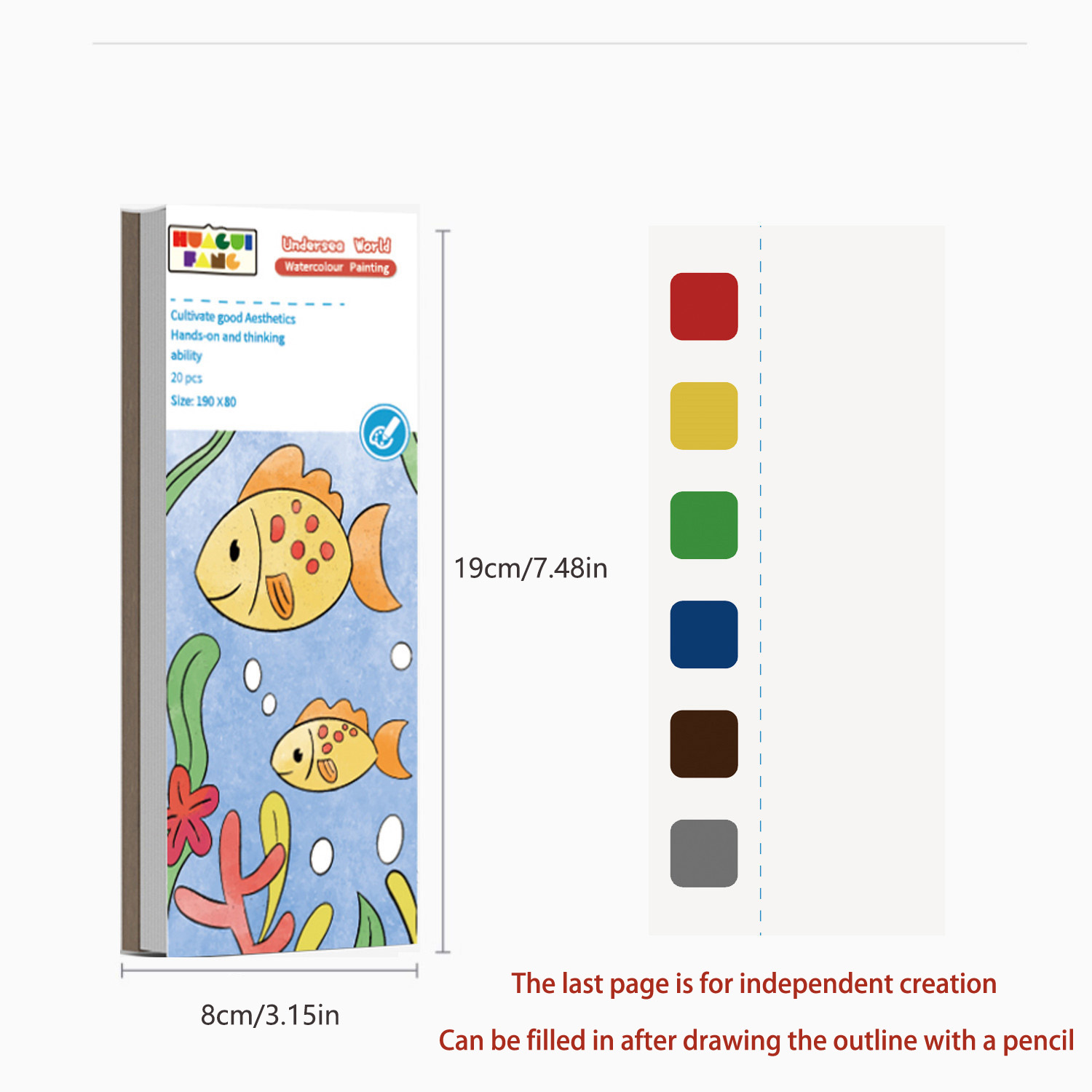 Portable sticky notes Children educational toys drawing painting colored 12 pages graffiti paper bookmark watercolor book
