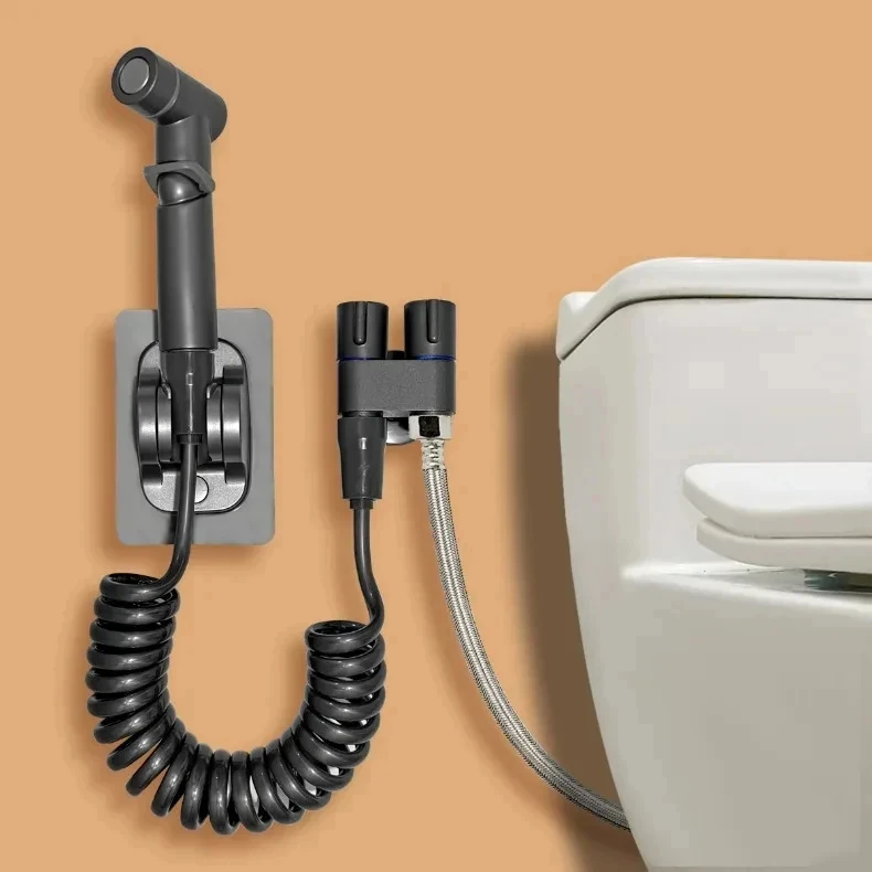 Juego de pistola de limpieza de inodoro, válvula angular de entrada y dos salidas, pistola potenciadora, accesorios de baño, extensor de grifo