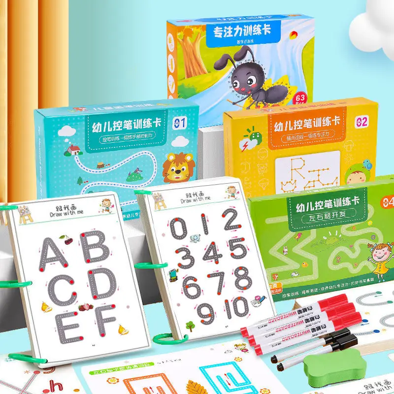 Juguete educativo Montessori para niños, juguete de dibujo, bolígrafo, Control, entrenamiento, forma de Color, juego de partido de matemáticas, actividades de aprendizaje para niños pequeños