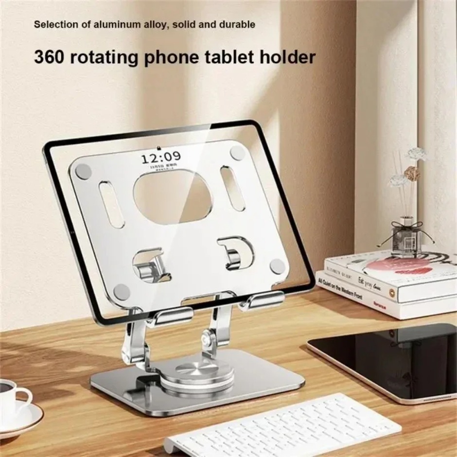 360° Rotation Foldable Mobile Phone Tablet Bracket  Laptop Bracket Aluminum Alloy Desktop Lazy Backet Height Adjustable for iPad