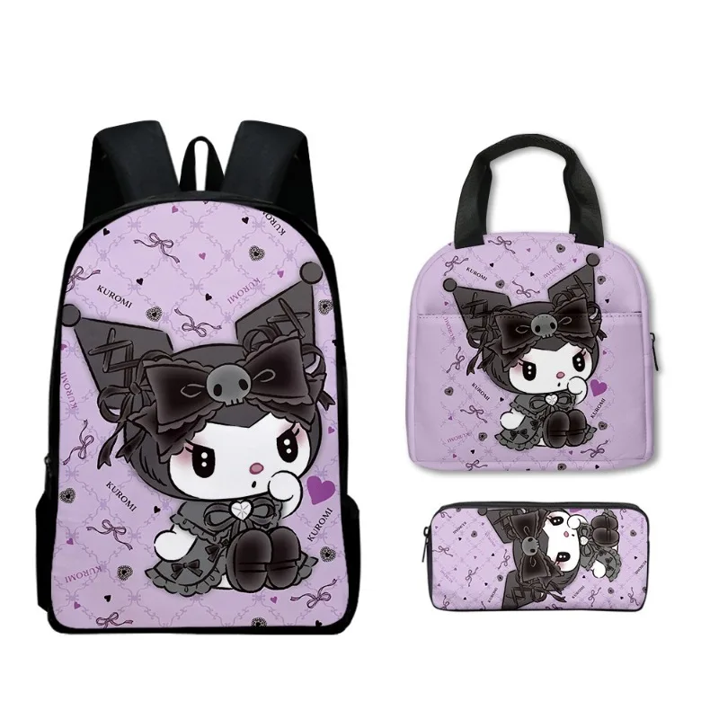 MINISO Sanrio Kuromi Backpack Sanrio Backpack Pencil Bag Student School Bag Primary and Middle Kawaii Cartoon Special Clearance