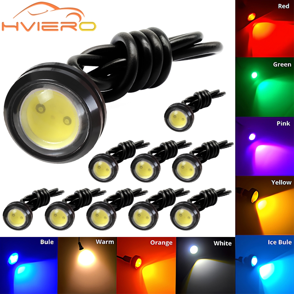 10pcs 18mm 23mm Eagle Eye White Warm Dc 12v Car Led Daytime Running Drl Backup Motor Parking Signal Lamps Waterproof Fog Light