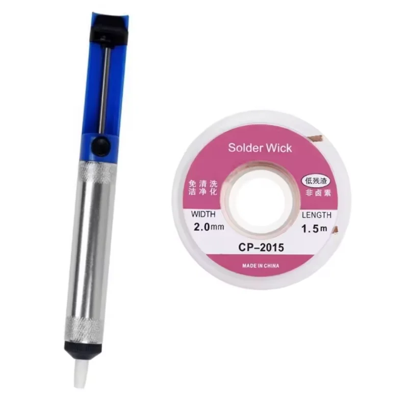 Herramienta de bomba de succión para desoldar de aluminio, ventosa para soldar, dispositivo de eliminación de pluma de estaño, soldador al vacío azul, desoldador