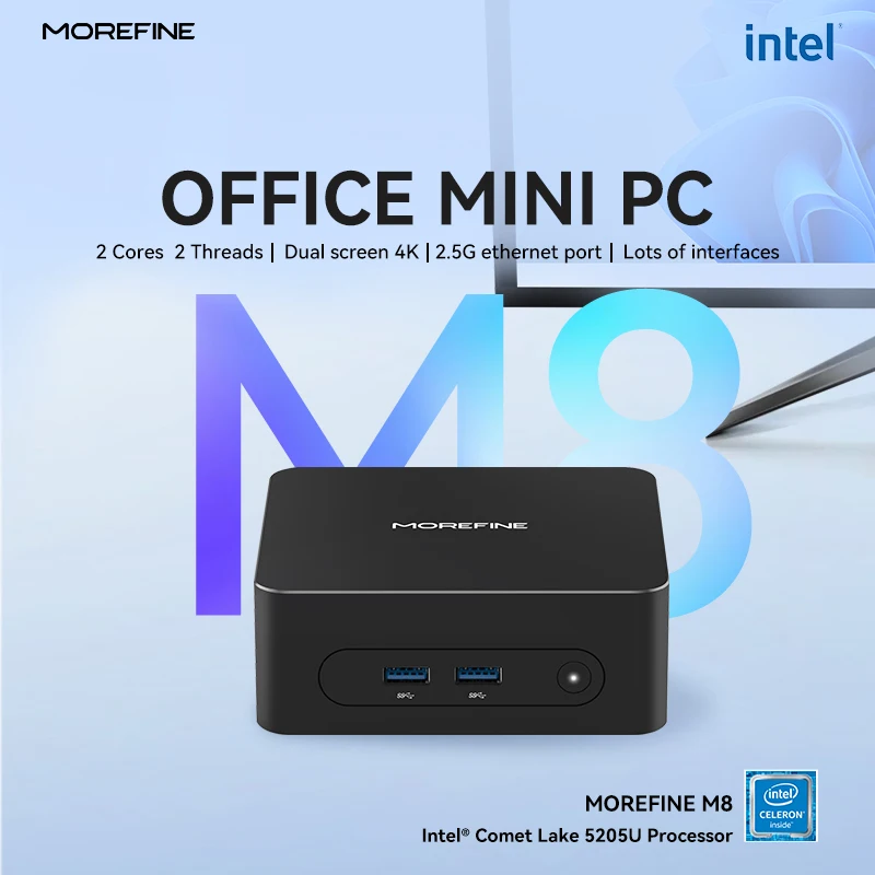 MOREFINE M8 Mini PC Intel 5205U tot 1,9GHz Windows 11 pro 16G RAM 512G SSD 4K@60 WiFi 5/BT 5.1 Laptop Desktop Computer Kantoor