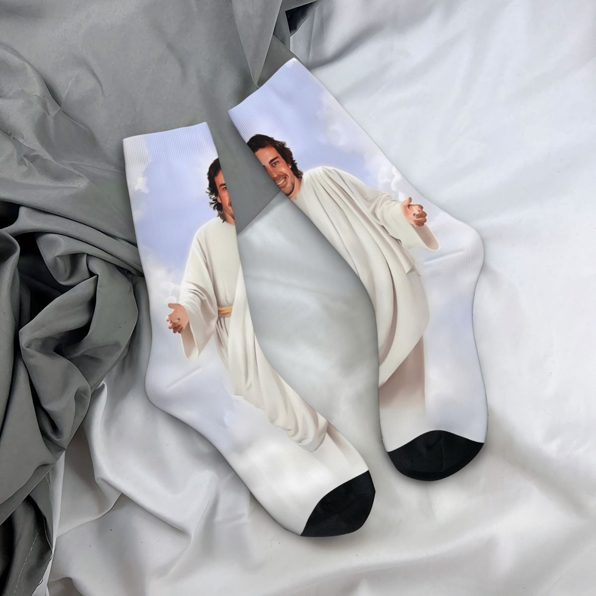 Funny Fernando Alonso Jesus Merchandise Socks Flexible Skateboard Middle Tube Socks Soft for Womens Birthday Present