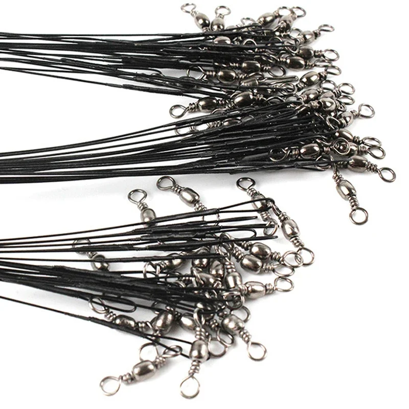 Aorace 20 Chiếc Chống Cắn Thép Không Gỉ Dây Câu Cá Dây Thép Lãnh Đạo Có Tay Phụ Kiện Câu Cá Lõi Chì Dây Xích Dây Câu Cá 15CM-50CM