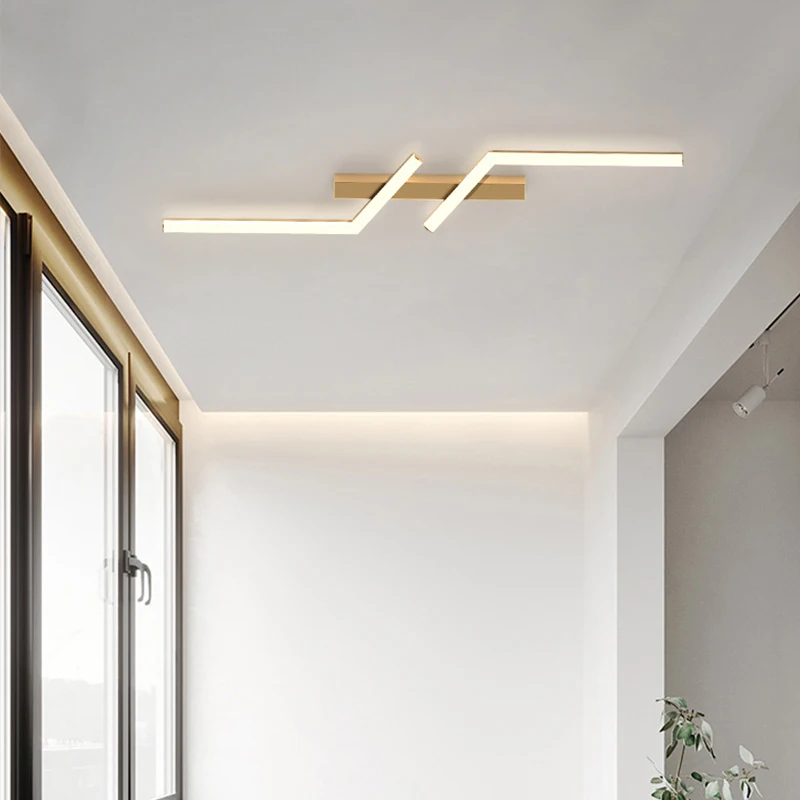 Moderne LED-Linie Deckenleuchte moderne Wohnzimmer Esszimmer Hauptschlafzimmer Arbeitszimmer Leuchte Gold Schwarz Deckenleuchten Beleuchtung
