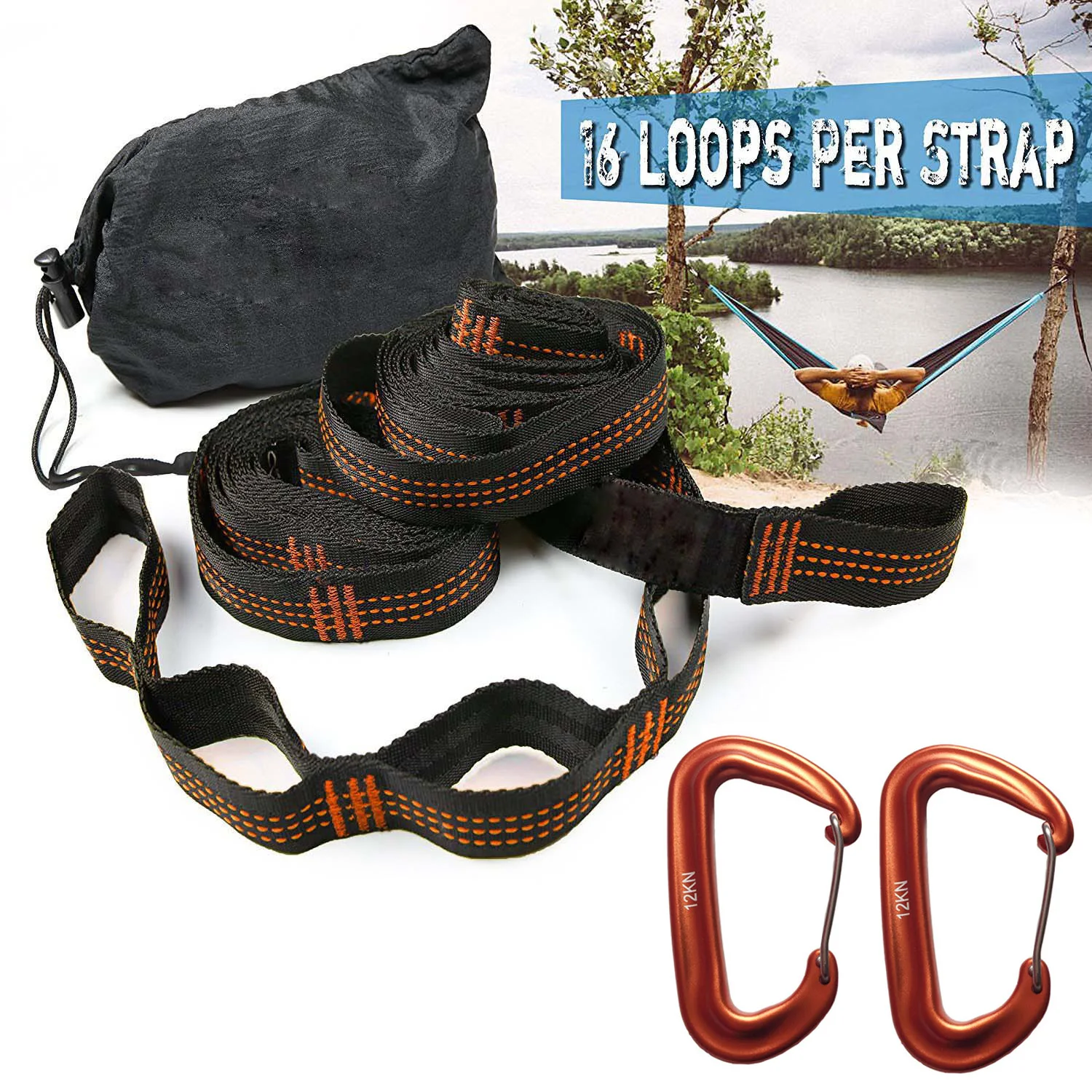 280 ซม.Heavy Duty เปลญวนสายคล้องต้นไม้แขวนเข็มขัดสูงรับน้ําหนักกลางแจ้ง Camping Clothesline เปลญวนกลางแจ้งสายรัด