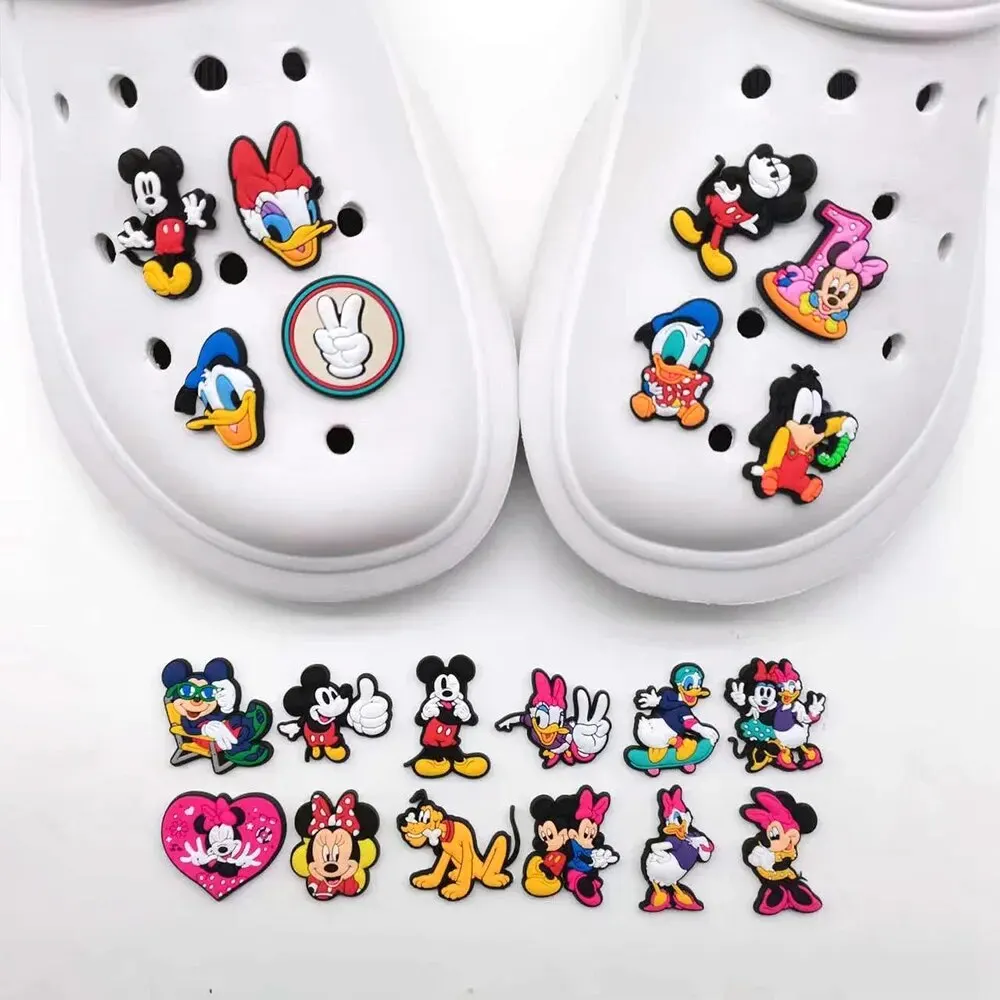 20pcs Mickey Mouse Series รองเท้า Charms ชุดสําหรับ Clogs Bogg กระเป๋า Bubble Slides รองเท้าแตะ, PVC ตกแต่งรองเท้ากระเป๋าชายหาดอุปกรณ์เสริม
