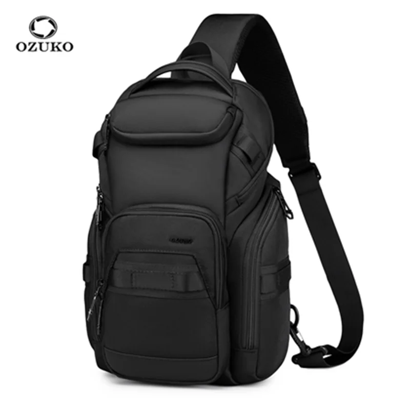 OZUKO, bolso cruzado impermeable de viaje, bolso de pecho para viajeros de negocios para hombres, bolso de hombro multifuncional de moda, ligero