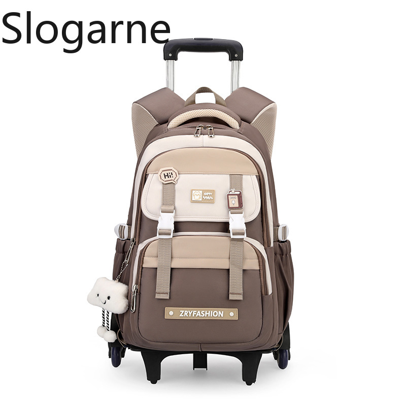 Kinder Rollrucksack Kinder Wasserdichte Schultasche mit Rädern Mittelschule Trolley Gepäck Rucksack Frauen Rucksack mit Rädern