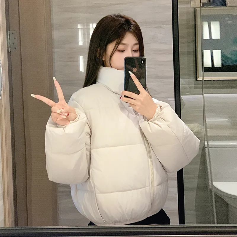 Chaquetas cortas de algodón para mujer, Parkas informales holgadas con cordón, chaqueta acolchada ajustada, prendas de vestir, ropa Preppy, novedad de invierno de 2024