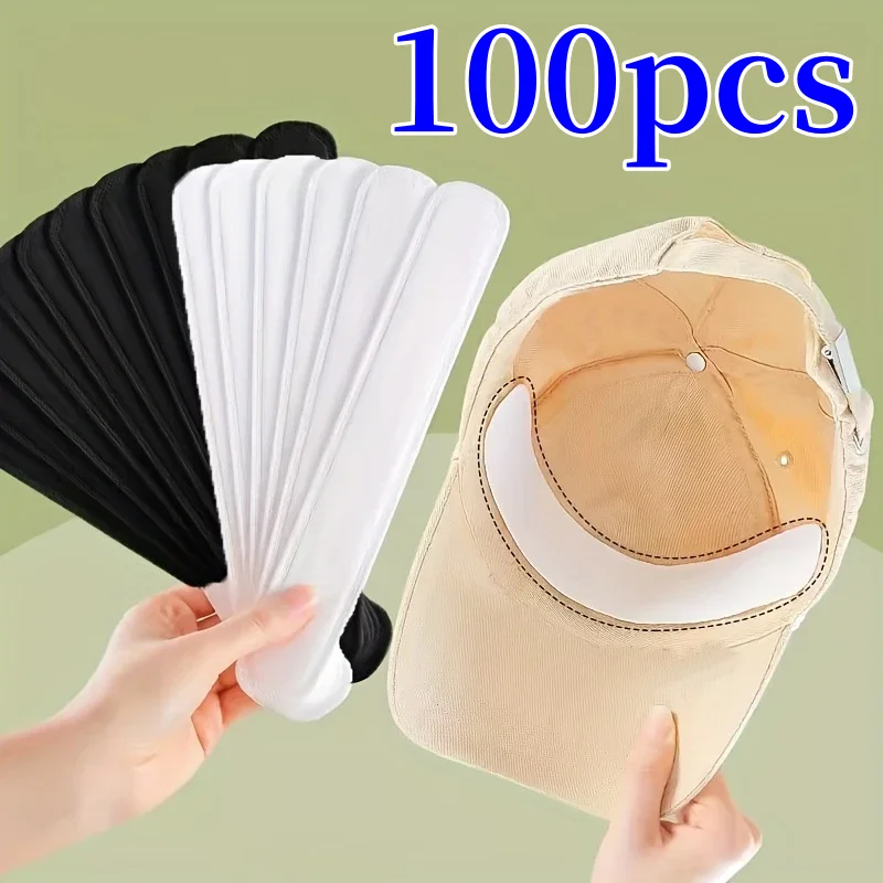 10/50/100PCS Cappello Assorbitore di Sudore Adesivi Berretto Estivo Fodera Fasce Fasce Fasce Visiera Cappelli Riduttore di Dimensioni Adesivo Assorbente Del Sudore Pad