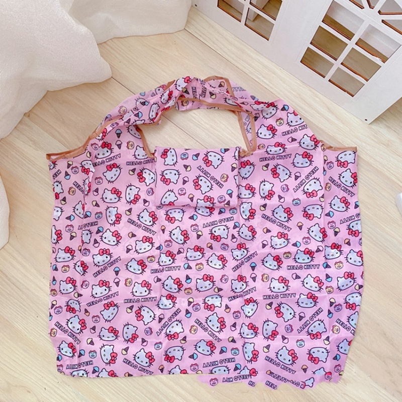 Sanrio bolsa de compras Hello Kitty My Melody Kuromi portátil ecológico supermercado grande Stora Cinnamoroll plegable compras Ba