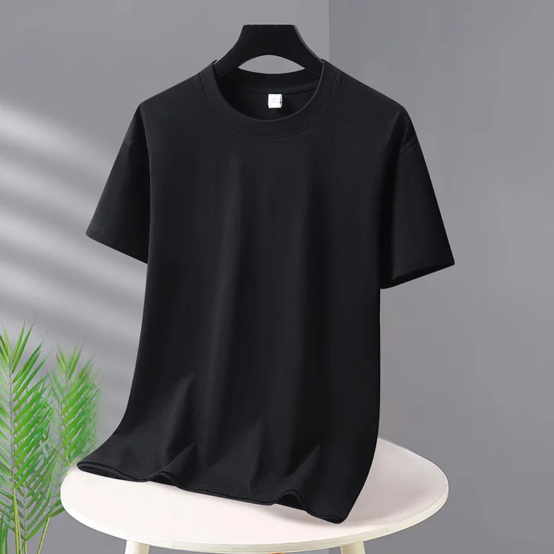 เสื้อยืดผู้ชาย 2025 ฤดูร้อนOversizeผ้าฝ้ายเสื้อยืดสบายๆคุณภาพสูงแขนสั้นTeeเสื้อผู้ชายBasicสีทึบเสื้อกีฬา